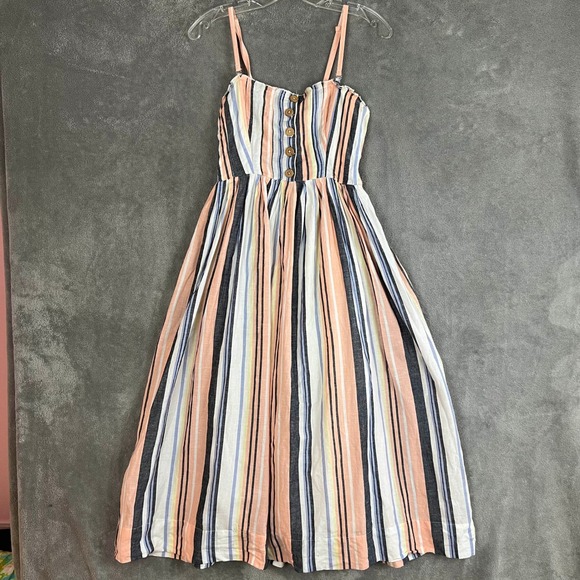 Free People Dresses & Skirts - Free People Lilah Pleated Tube Dress Womens S Midi Striped Beachy Coastal